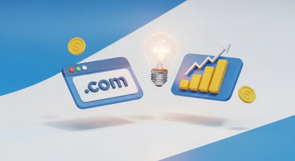 Ícones de ferramentas digitais como nuvem, moedas e engrenagens em um estilo tecnológico.